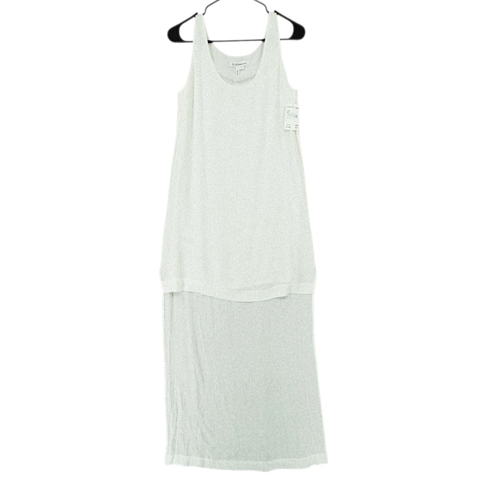 BCBGeneration High Low Maxi Dress S White Gauzy Sheer Lagenlook Minimalist NEW
